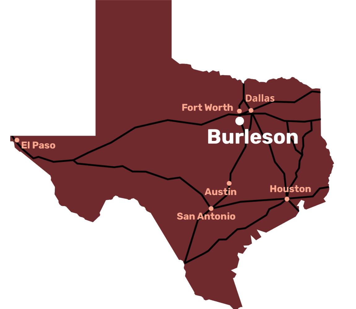 Burleson on Texas map